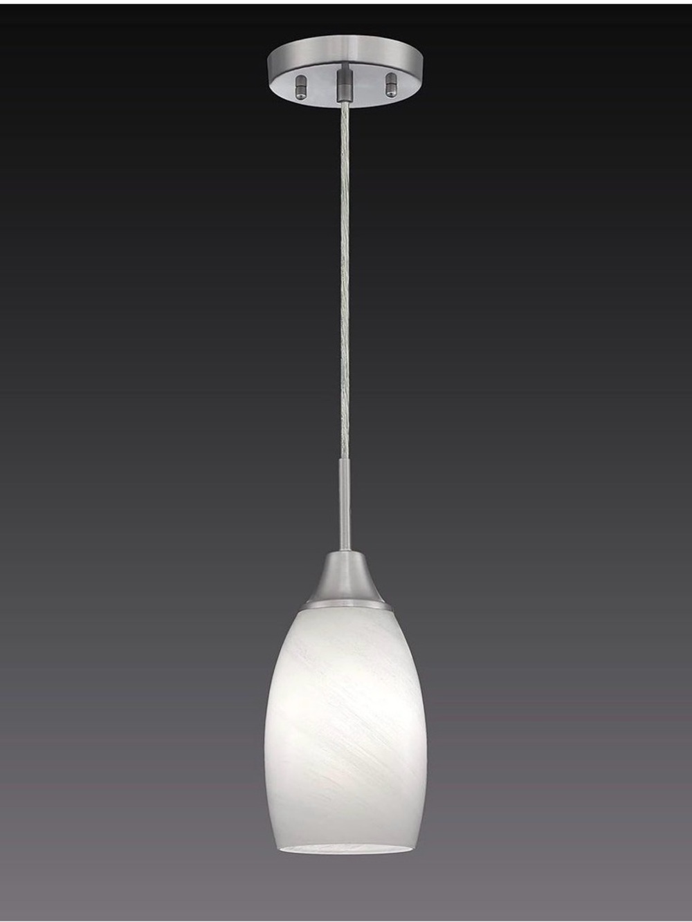 Satin Nickel Pendant Light with Frosted White Glass Shade